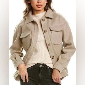 Avec Les Filles Boyfriend Shacket, Button Down Tan | Sz M